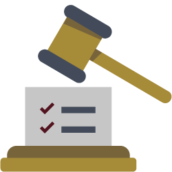 Image of a checked list under a judge's mallot