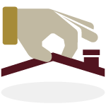 Hand lifting up a roof