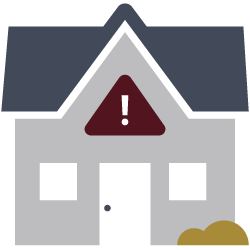 Home with a caution sign