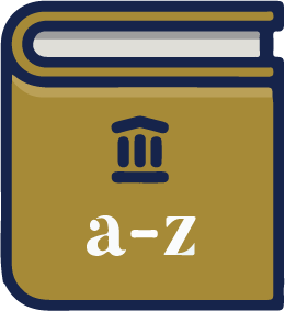 Book with the picture of a courthouse and the letters a to z