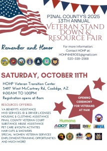 Flyer for Pinal County Stand Down 2025